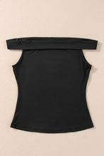 Load image into Gallery viewer, Black Folded Off Shoulder Slim Top | Tops/Tops &amp; Tees
