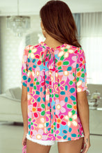 Load image into Gallery viewer, Purple Boho Flower Print Puff Short Sleeve Top | Tops/Tops &amp; Tees
