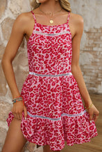 Load image into Gallery viewer, Rose Leopard Print Lace Trim Flared Sundress | Dresses/Mini Dresses
