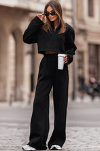 Load image into Gallery viewer, Wide Leg Pants Set | Black Zipped Crop Top and Wide Leg
