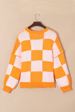 Load image into Gallery viewer, Orange Checkered Bishop Sleeve Sweater | Tops/Sweaters &amp; Cardigans
