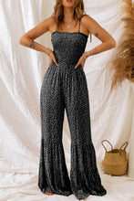 Load image into Gallery viewer, Black Thin Straps Smocked Bodice Wide Leg Floral Jumpsuit | Bottoms/Jumpsuits &amp; Rompers
