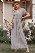 Load image into Gallery viewer, Gray Blue Fill Your Heart Lace Maxi Dress
