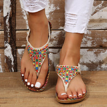 Load image into Gallery viewer, Beaded Leather Sandals |  Flat Sandals
