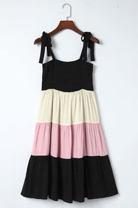 Mini Dress | Black Multicolor Smocked Color Block Sleeveless