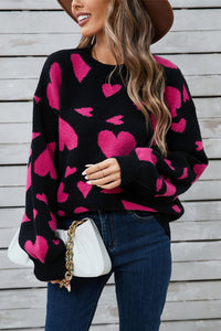 Angel Wings Heart Contrast Sweater