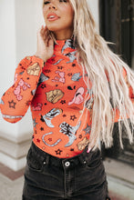 Load image into Gallery viewer, Orange Rodeo Bound Printed Long Sleeve Bodysuit
