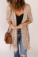 Load image into Gallery viewer, Openwork Open Front Cardigan with Fringes
