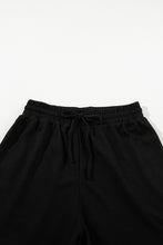 Load image into Gallery viewer, Drawstring Shorts Set | Black Casual Textured Tee and Shorts
