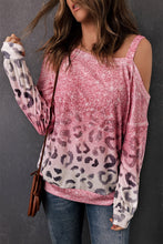 Load image into Gallery viewer, Pink Leopard Patchwork One Shoulder Long Sleeve Top | Sale (50% OFF)/30% OFF
