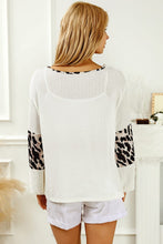 Load image into Gallery viewer, White Leopard Patch Puff Sleeve Textured Blouse | Tops/Blouses &amp; Shirts
