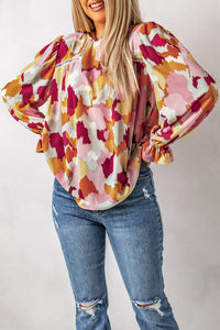 Multicolor Abstract Printed Long Sleeve Blouse | Tops/Blouses & Shirts