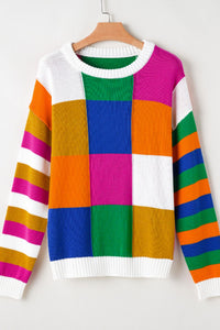 Color Block Round Neck Sweater