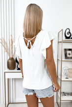 Load image into Gallery viewer, White V Neck Ruffle Sleeve Loose Top | Tops/Tops &amp; Tees
