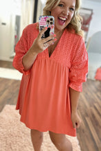 Load image into Gallery viewer, Carrot Plus Size Eyelet Contrast Bodice Babydoll Dress | Plus Size/Plus Size Dresses/Plus Size Mini Dresses
