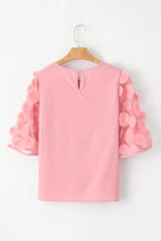 Load image into Gallery viewer, Half Sleeve Blouse | Dusty Pink Contrast Applique Mesh Top
