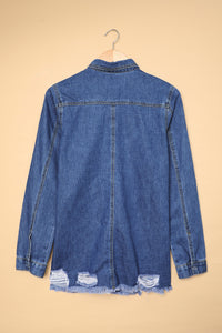 Blue Ripped Denim Jacket | Outerwear/Denim jackets