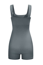 Load image into Gallery viewer, Gray Ribbed Square Neck Padded Sports Romper | Activewear/Yoga Jumpsuits
