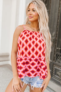 Geometric Print Spaghetti Strap Tank Top | Tops/Tank Tops