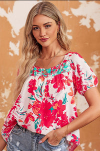 Floral Blouse | Tie Back Square Neck Top