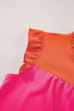 Load image into Gallery viewer, Flutter Sleeve Blouse | Orange Two Tone Ruffled Top
