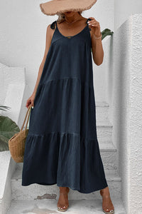 Maxi Dress | Tie-Shoulder Tiered Dress