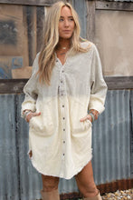 Load image into Gallery viewer, Denim Dress | Gray Gradient Button Up Raw Hem Denim Dress
