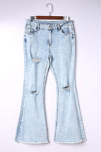 Load image into Gallery viewer, Sky Blue Distressed Acid Wash Flare Jeans | Bottoms/Jeans
