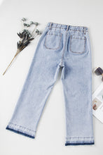 Load image into Gallery viewer, Beau Blue Acid Wash Contrast Edge Pocketed Cropped Jeans | Bottoms/Jeans
