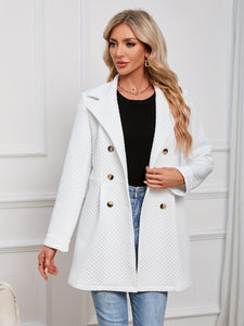 Texture Button Up Long Coat Outerwear