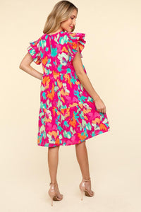 Ruffled Dress | Printed Tiered Dress with Side Pockets