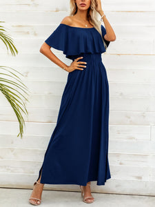 Maxi Dress | Off-Shoulder Slit Long Dress