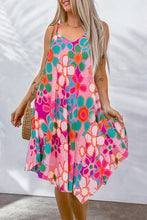 Load image into Gallery viewer, Pink Midi Dress | Floral Print Spaghetti Straps
