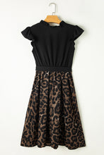 Load image into Gallery viewer, Leopard Print Dress | Black Flutter Sleeve Bodice Splicing
