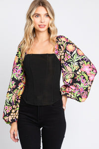 Womens Floral Blouse | ODDI Full Size Floral Balloon Sleeve Blouse | Tops/Blouses & Shirts