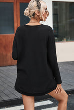 Load image into Gallery viewer, Oversized Top | Black Waffle Knit High Slits
