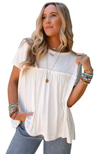 Load image into Gallery viewer, Babydoll Top | White Ruffled Trim Loose Tee
