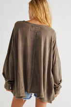 Load image into Gallery viewer, Brown Exposed Seam Thumbhole Drop Shoulder Loose Sweatshirt | Tops/Sweatshirts &amp; Hoodies
