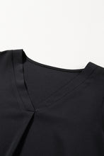 Load image into Gallery viewer, Plus Size Mini Dress | Black Solid Ruffled Puff Sleeve V Neck
