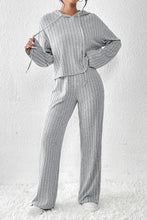 Load image into Gallery viewer, Wide Leg Pants Set | Gray Ribbed Knit Slouchy Hoodie
