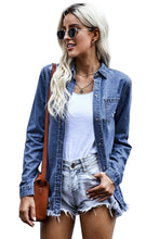 Load image into Gallery viewer, Blue Ripped Denim Jacket | Outerwear/Denim jackets
