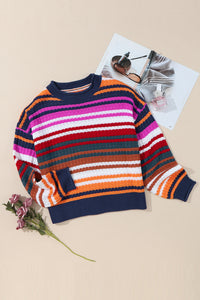 Stripe Boho Fashion Drop Shoulder Baggy Sweater | Tops/Sweaters & Cardigans