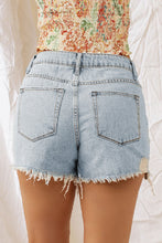 Load image into Gallery viewer, Sky Blue Distressed Light Wash Denim Shorts
