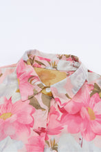 Load image into Gallery viewer, Pink All Floral Puff Sleeve Collared Shirt | Tops/Blouses &amp; Shirts
