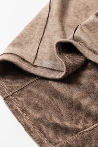 Brown Exposed Seam Thumbhole Drop Shoulder Loose Sweatshirt | Tops/Sweatshirts & Hoodies