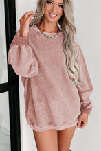 Load image into Gallery viewer, Pullover Sweatshirt | Pink Solid Ribbed Knit Round Neck
