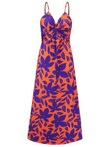 Womens Cami Dress | Twisted Printed V-Neck Cami Dress | maxi dress