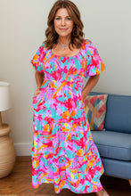 Load image into Gallery viewer, Plus Size Midi Dress | Smocked Half Sleeve Dress
