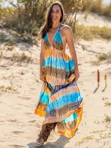 Womens Tie-Dye Dress | Tie-Dye Halter Neck Sleeveless Dress | Dresses/Maxi Dresses