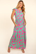 Load image into Gallery viewer, Maxi Dress | Ruffled Printed Cap Sleeves Dress
